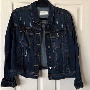KanCan Dark Blue Distressed Denim Jacket